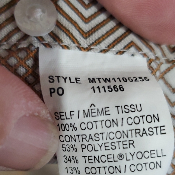 Cinch Casual Button Down Shirt in Brown and White with Modern Pattern - Picture 3 of 6